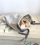 Pure linen medium drawstring bread bag with Taupe drawstring - Image 1