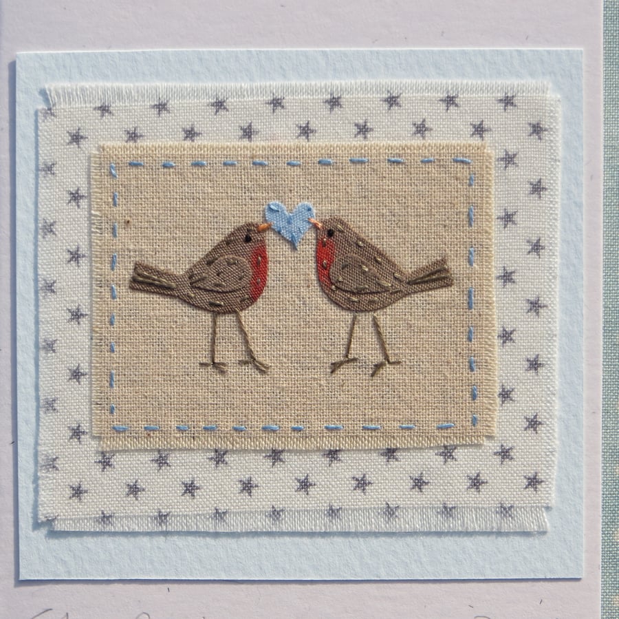 Starry Robins for Christmas! Hand-stitched card for someone special!