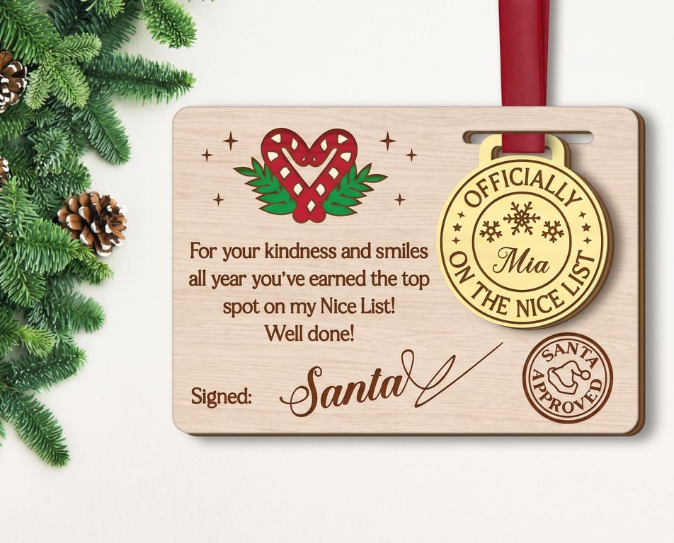 Wooden Nice List Medal