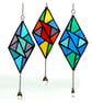 Stained Glass Diamond Suncatcher Handmade Teal Blue Triangles  - Image 9