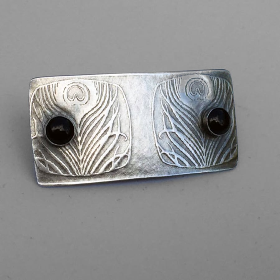 Silver and Onyx brooch