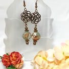 Natural Shoushan with Turquoise Earrings