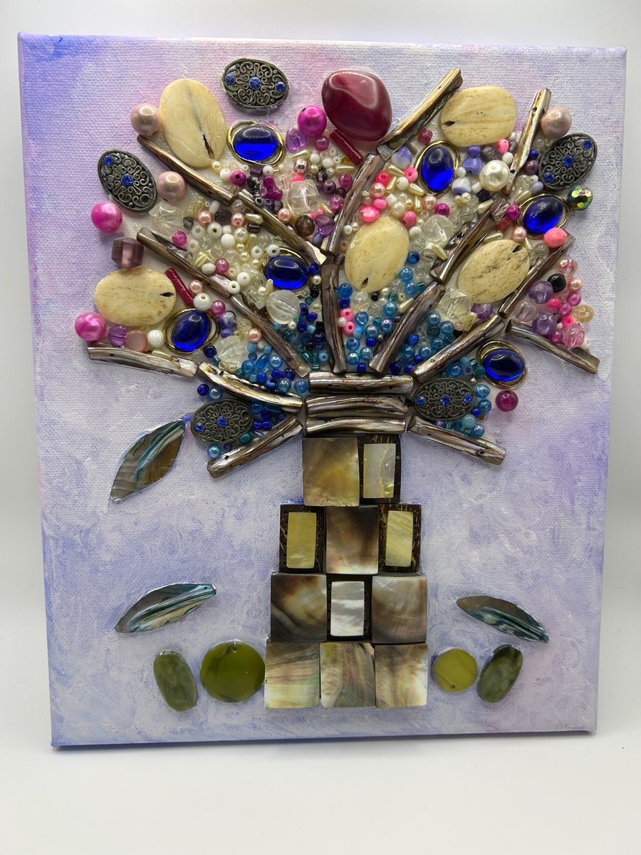 Upcycled jewellery tree original mixed media artwork 