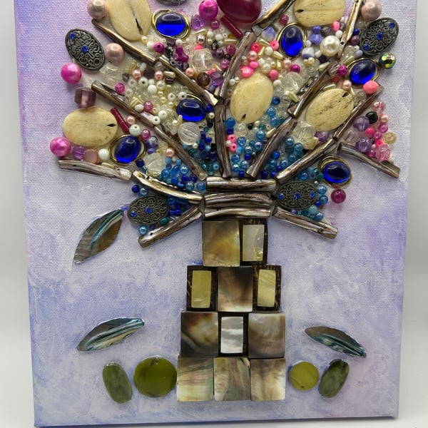 Upcycled jewellery tree original mixed media artwork 
