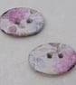 2 Purple Hydrangea Oval Ceramic Buttons