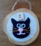 Wooden fun alphabet art with first letter scrabble tile - C cat - Image 2