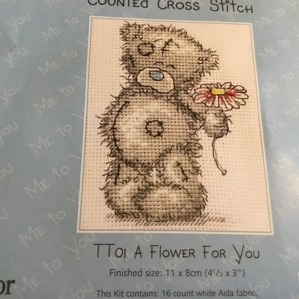 Cross stitch kit. Teddy cross stitch kit. Gift for stitcher. Ref 210