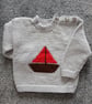 Baby's Jumper with boat motif - approx age 6-12mths