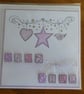 Hanging Star New Baby Girl Card - Image 1