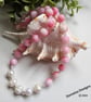 Designer Natural Rose Quartz, Quartzite, Freshwater Baroque Pearls Necklace. - Image 2