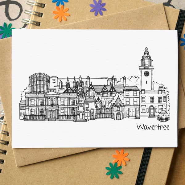 Wavertree Liverpool Skyline Greetings Card