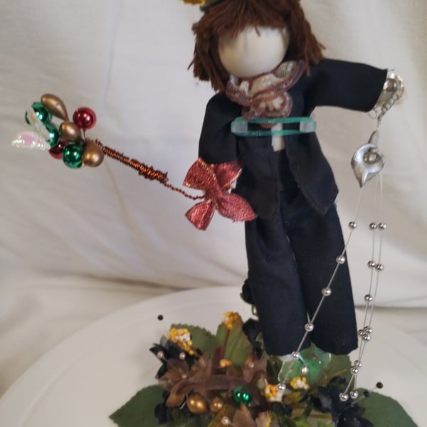  Bespoke Handmade Balloon Boy  Doll on stand with floral base