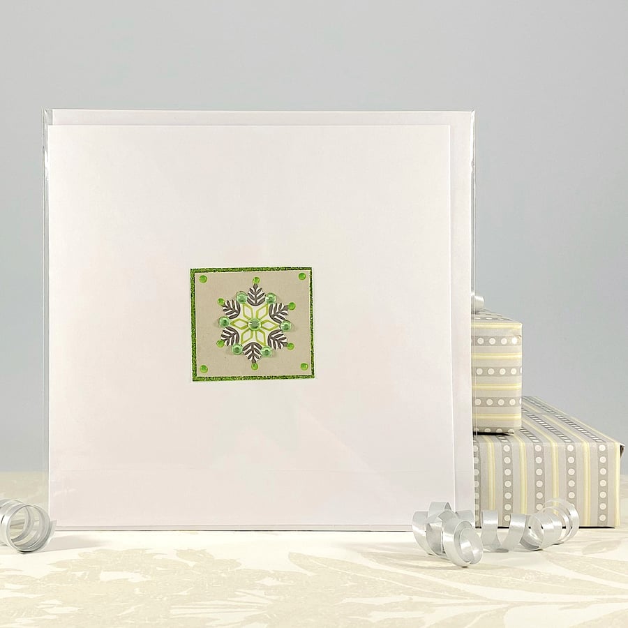 Christmas Snowflake card - jewelled snowflake Christmas card