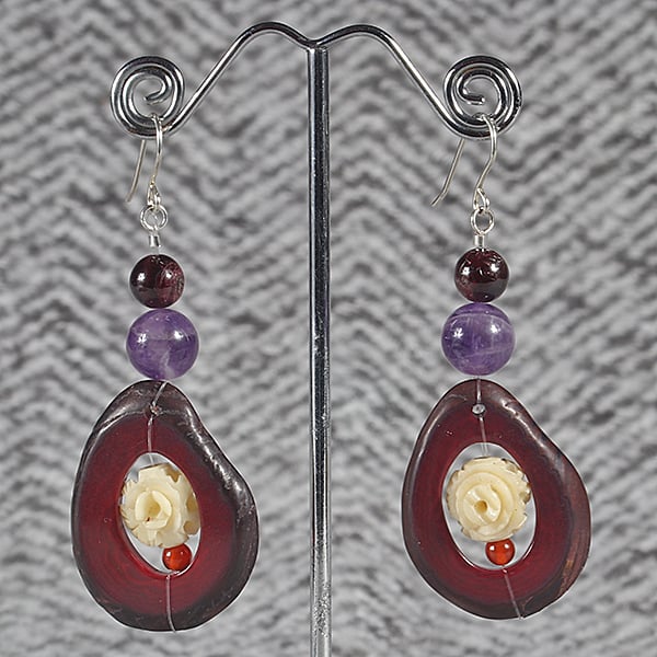 Floral Wine Earrings.