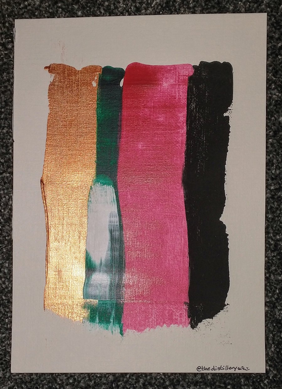 A5 Abstract Acrylic Pull Painting