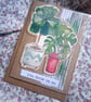 watercolour print greeting card handmade- no 14 plants - Image 1