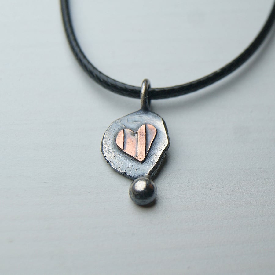 Heart Pendant, Sterling Silver Organic Necklace
