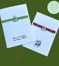 Christmas cards, pack of 2 with silver trees and ribbons, open greeting messages