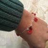 Silver hearts and flowers Bracelet 