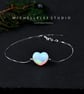 Large Yellow 3D Fire Opal Heart Bracelet with 925 Sterling Silver Chain - Image 5