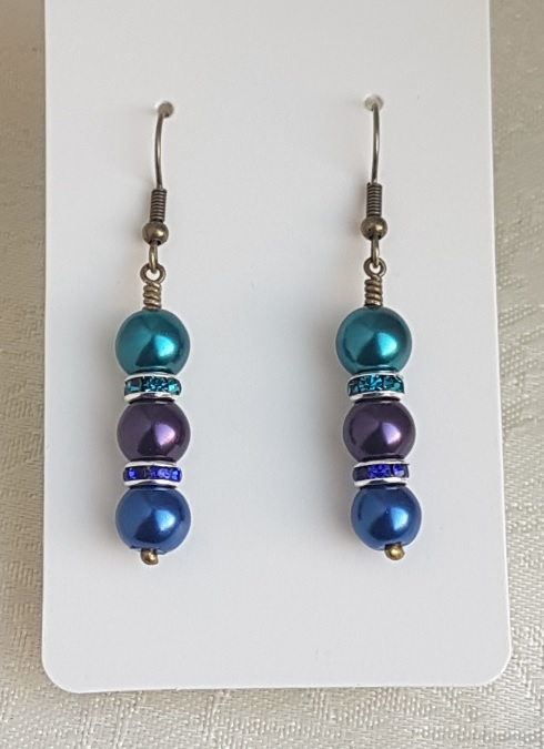 Gorgeous Peacock Sparkle Earrings - Dark tones.