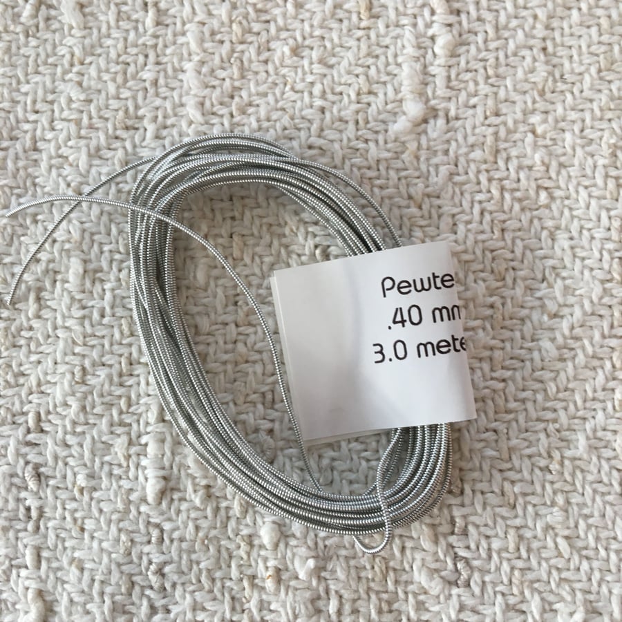 Pewter Tin Silver Thread wire .40 mm x 3 meter length