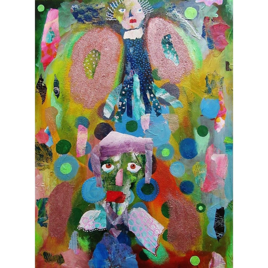 Abstract Angle Figure Painting Faces Large Outsider Art Brut Figurative Artwork