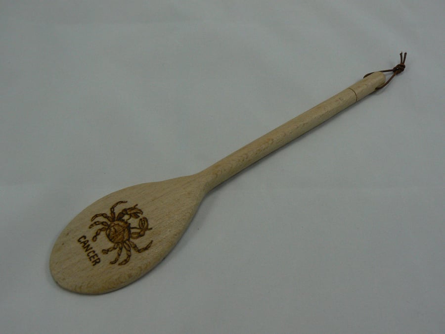 Wooden spoon with Cancer star sign (pyrographed)
