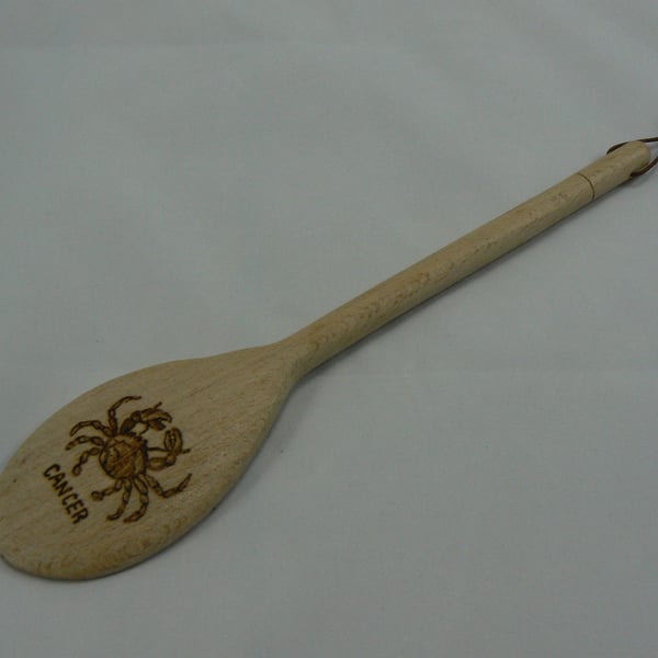 Wooden spoon with Cancer star sign (pyrographed)