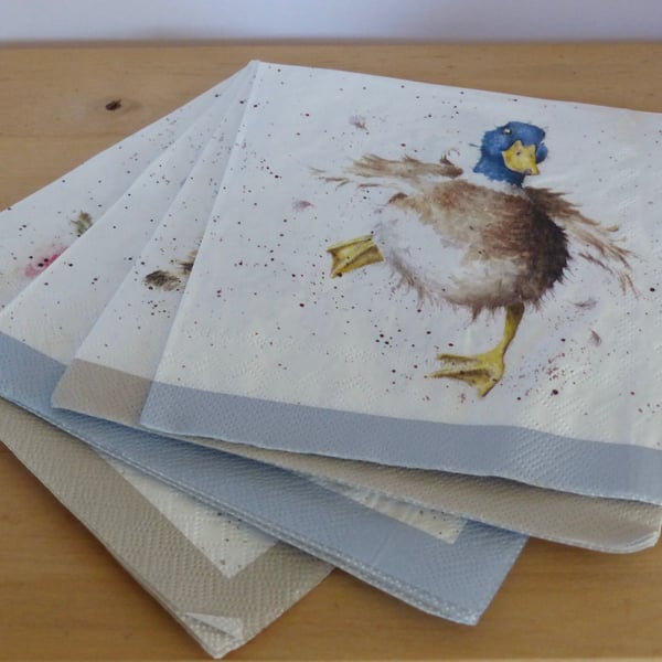 Four Mixed Paper Napkins