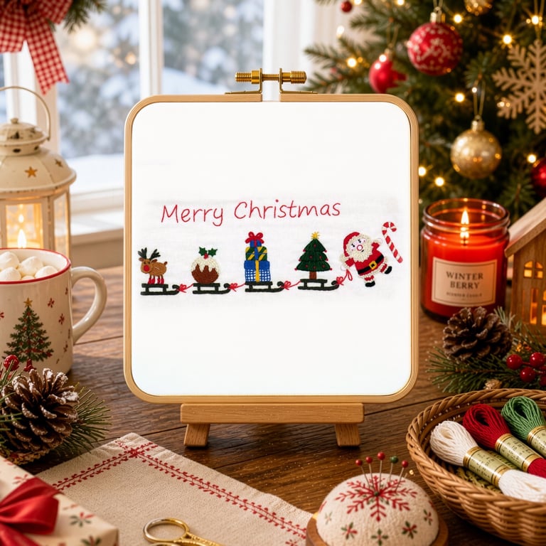 Santa's on his Way Christmas Hand Embroidery PDF Pattern
