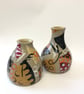 SMALL CERAMIC STONEWARE VASES IN EARTHY ETHNIC DESIGNS - Image 1