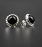 Black onyx and silver handmade stud earrings, Leo, Cancer gift