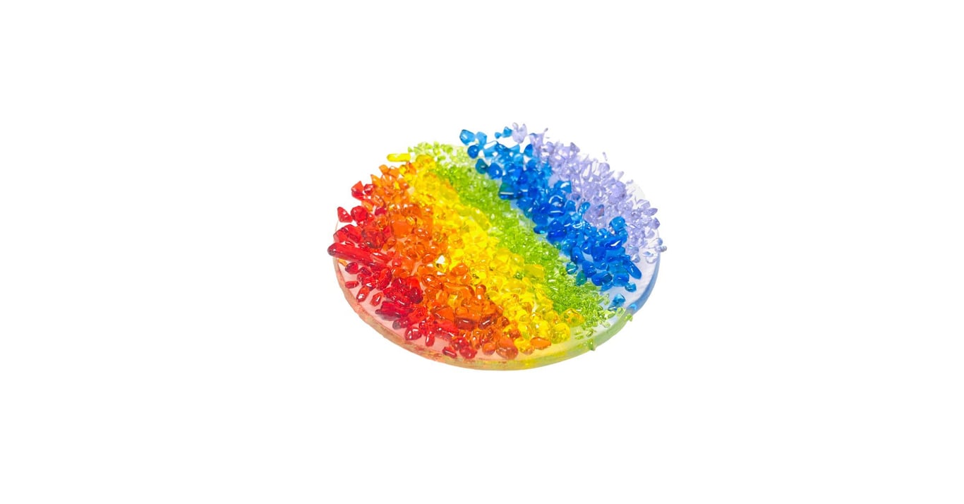 Fused Glass Rainbow Textured Ring-Tealight Holder