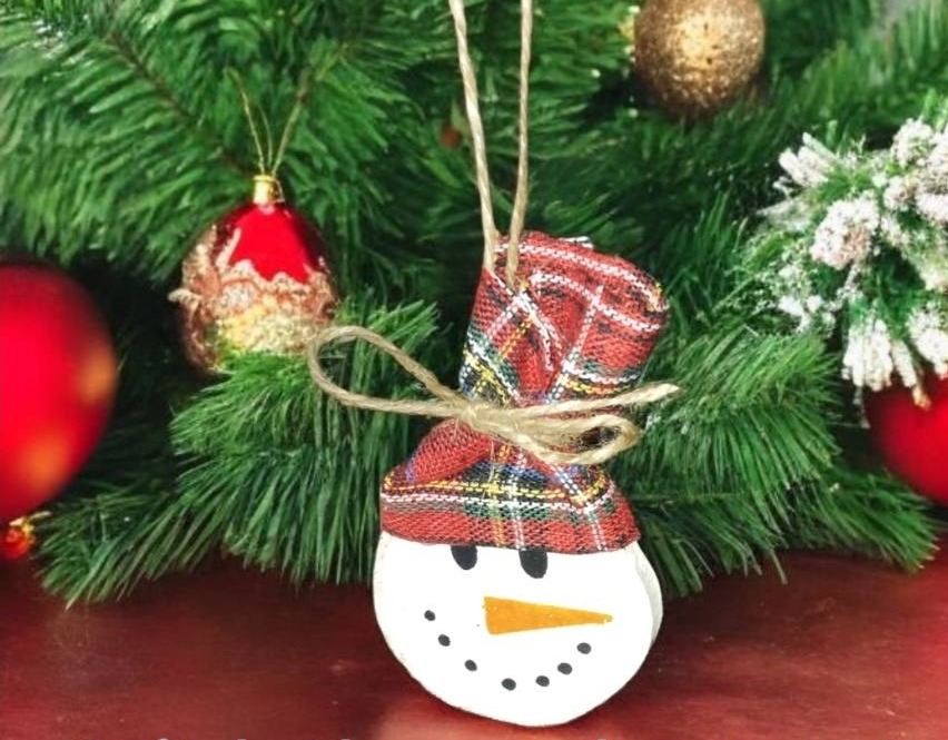 Handmade Christmas Snowman  Wooden Ornament