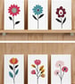 Pack of 6 - Retro Flowers - A6 White Linen Note Card & Envelope Set