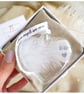 Dad Memorial Feather Bauble, In Memory of Dad, Heart Glass Christmas Ornament, R - Image 1