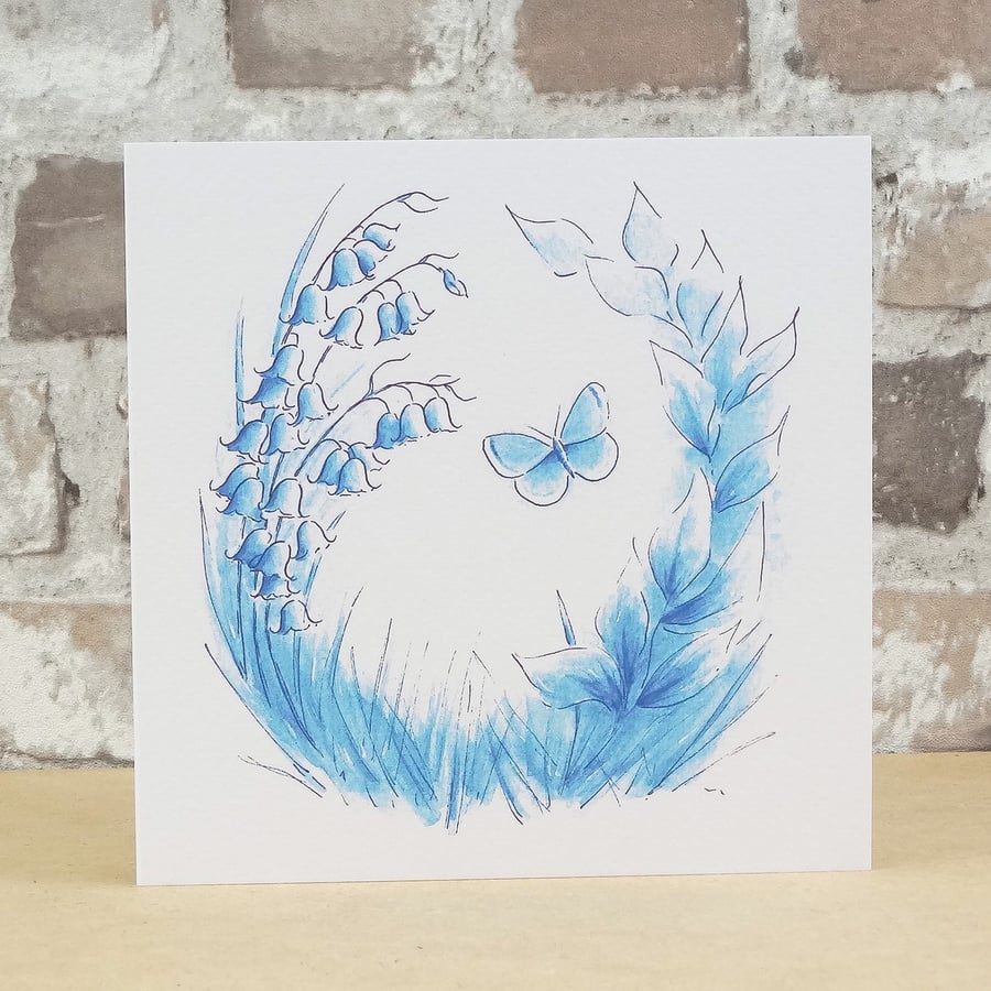 Card Bluebell Wood Blank Floral Card