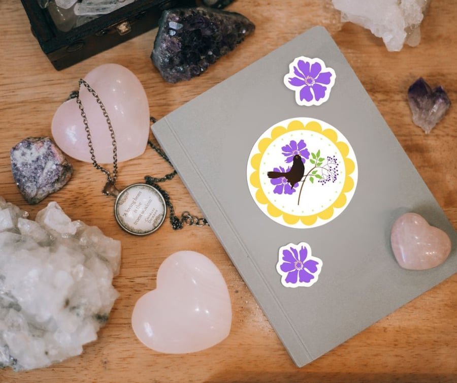 Little Blackbird Printable Sticker Sheet PDF Digital Product