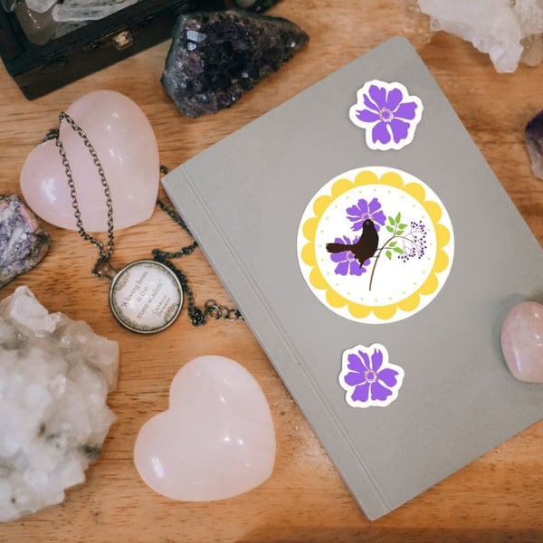 Little Blackbird Printable Sticker Sheet PDF Digital Product