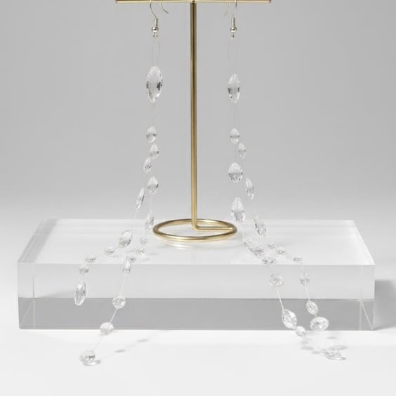 Clear Resin frozen drops Earrings: Long Cascading 