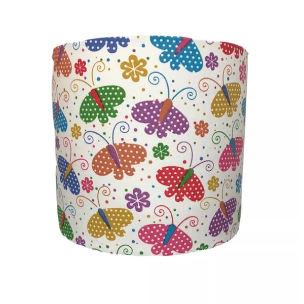 Handmade Butterflies Cotton Fabric Lampshade 
