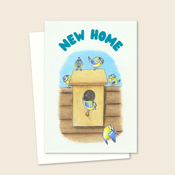 New Home Greeting Card, a Garden Birds Illustration for a House Warming (901)
