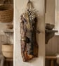 Tree Bark Wall Vase with Dried Flowers, Natural Wood Log Pocket with Mushroom