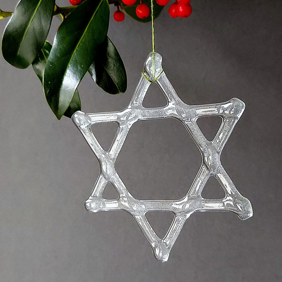 Star of David, recycled glass Christmas decoration