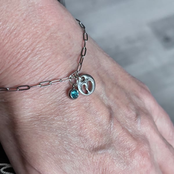 New Baby Stainless Steel Paperclip Charm Bracelet, Gift for New Mum, Baby Shower