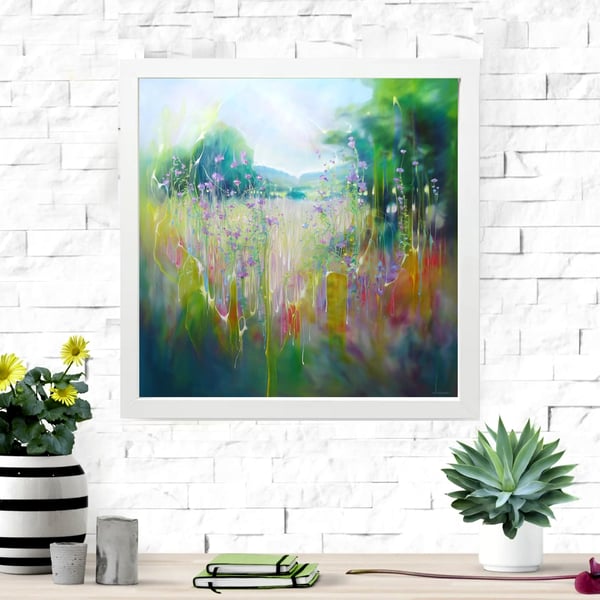 Echo of an English Summer is a framed canvas print hidden deer in a meadow