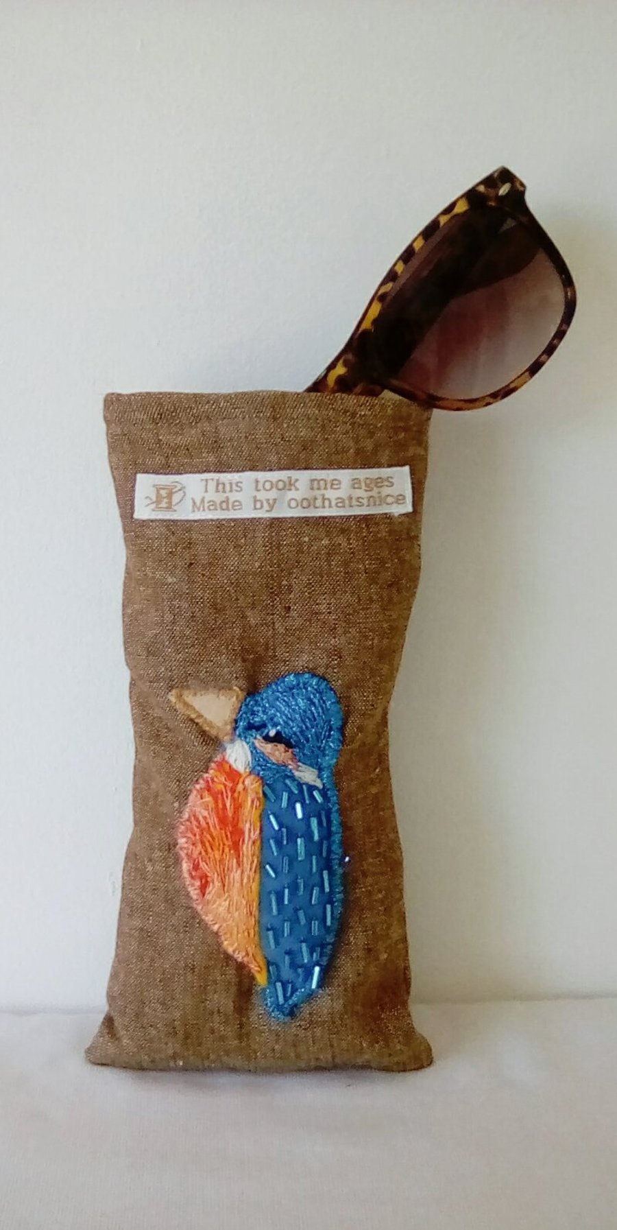 Linen Glasses case, Embroidered Spectacle Case