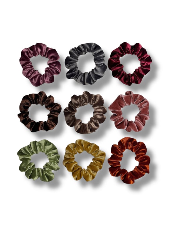 Set of 9 - Velvet Scrunchies - Regular