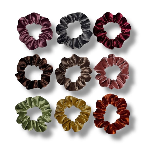 Set of 9 - Velvet Scrunchies - Regular